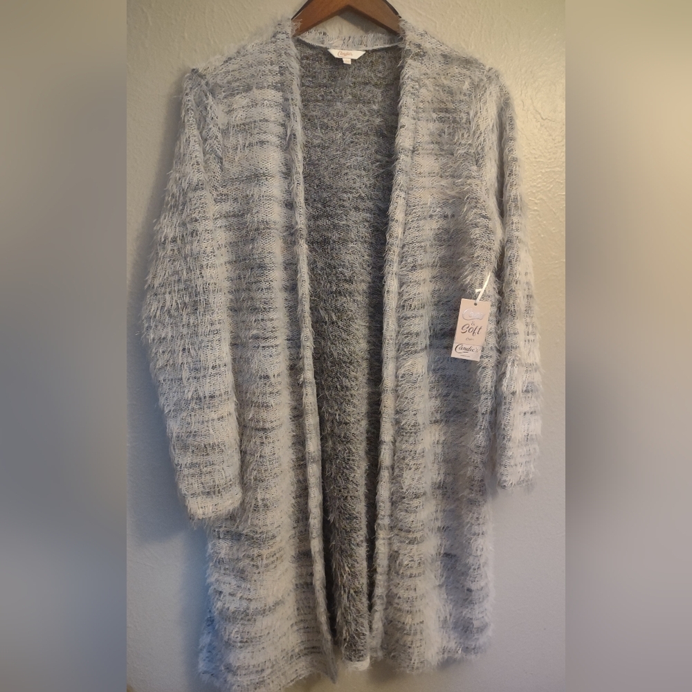 Candie's Super Soft Eyelash Knit Duster Cardigan Sweater Size L